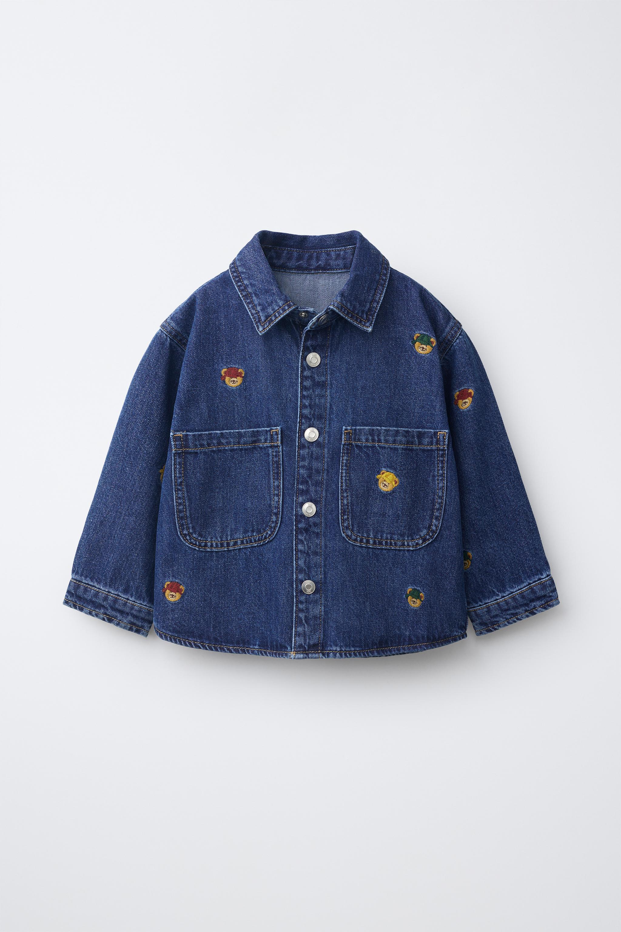 SURCHEMISE EN DENIM À MOTIF D'OURS BRODÉS